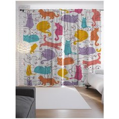 Портьеры JoyArty Кошачьи образы на ленте 265 см (p-9648)