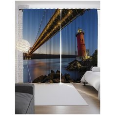 Портьеры JoyArty Маяк у моста на ленте 265 см (p-12232)