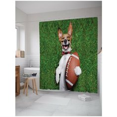 Штора для ванной JoyArty Пес-футболист 180х200 (sc-11493)