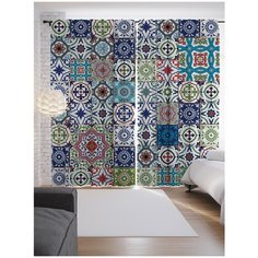 Портьеры JoyArty Цветочные вибрации на ленте 265 см (p-7526)