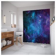 Штора для ванной JoyArty Космические дали 180x200 фиолетовый/синий