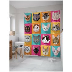 Штора для ванной JoyArty Породы котов 180х200 (sc-9657)
