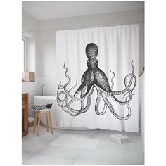 Штора для ванной JoyArty Мысли осьминога 180х200 (sc-5274)