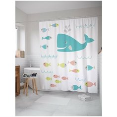 Штора для ванной JoyArty Морские рыбы и кит 180х200 (sc-23196)
