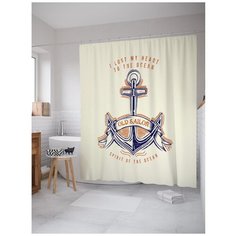 Штора для ванной JoyArty Старый моряк с якорем 180x200 белый/синий/оранжевый