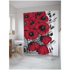 Штора для ванной JoyArty Багряные маки 180х200 (sc-28910)