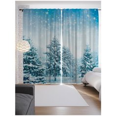 Портьеры JoyArty Зима в лесу на ленте 265 см (p-44969)