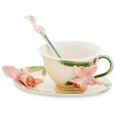 Pavone Чайная пара Орхидея 120 мл белый/розовый/зеленый