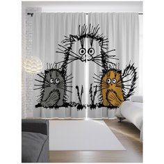 Портьеры JoyArty Мохнатые коты на ленте 265 см (p-17711)