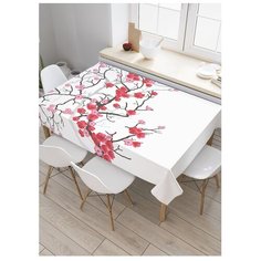 Скатерть прямоугольная "Цветочная сакура" из сатена, 180x145 см, tc-29802 Joy Arty