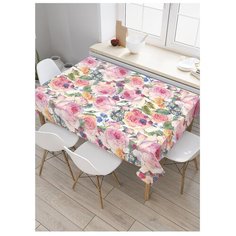 Скатерть прямоугольная на кухонный стол "Розы акварелью" из оксфорда, 120x145 см, tcox-26447 Joy Arty