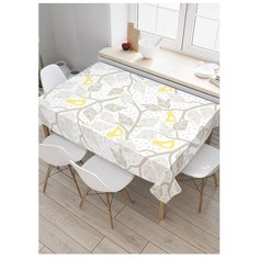 Скатерть прямоугольная "Светлые птицы на ветках" из сатена, 180x145 см, tc-13571 Joy Arty