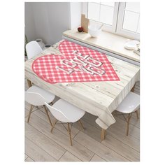 Скатерть прямоугольная на кухонный стол "Любовь в клеточку" из оксфорда, 180x145 см, tcox-78161 Joy Arty