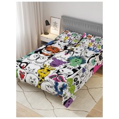 Покрывало стеганое жаккардовое с 2-мя наволочками "Собрание зверей", 1,5-спальное (160x220 см) Ambesonne