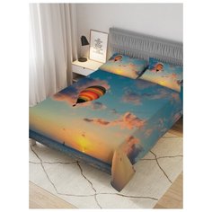 Покрывало стеганое жаккардовое с 2-мя наволочками "Воздушный шар в небе", 1,5-спальное (160x220 см) Ambesonne