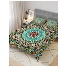 Покрывало стеганое жаккардовое с 2-мя наволочками "Цветной орнамент", Евро (220x235 см) Ambesonne