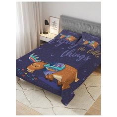 Покрывало стеганое жаккардовое с 2-мя наволочками "Лось и сердечки", 1,5-спальное (160x220 см) Ambesonne