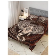 Покрывало стеганое жаккардовое с 2-мя наволочками "Слоновая мандала", Евро (220x235 см) Ambesonne