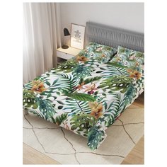 Покрывало стеганое жаккардовое с 2-мя наволочками "Зеленый папортник", 1,5-спальное (160x220 см) Ambesonne