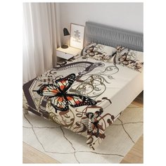 Покрывало стеганое жаккардовое с 2-мя наволочками "Музыкальные бабочки", 1,5-спальное (160x220 см) Ambesonne