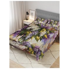 Покрывало стеганое жаккардовое с 2-мя наволочками "Букет сирени", 1,5-спальное (160x220 см) Ambesonne