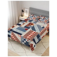 Покрывало стеганое жаккардовое с 2-мя наволочками "Тканевые квадраты", Евро (220x235 см) Ambesonne