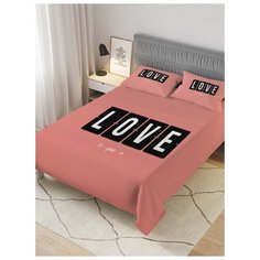 Покрывало стеганое жаккардовое с 2-мя наволочками "Вечная любовь", 1,5-спальное (160x220 см) Ambesonne