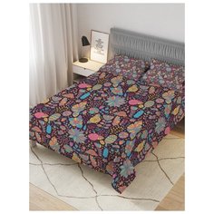 Покрывало стеганое жаккардовое с 2-мя наволочками "Разноцветные грибы", 1,5-спальное (160x220 см) Ambesonne