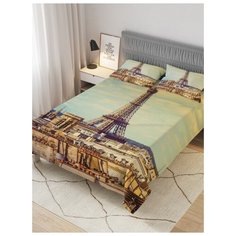 Покрывало стеганое жаккардовое с 2-мя наволочками "Эйфелева башня уже рядом", 1,5-спальное (160x220 см) Ambesonne