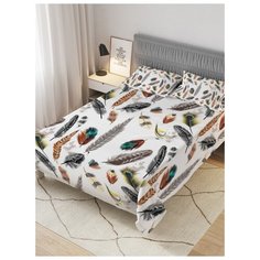 Покрывало стеганое жаккардовое с 2-мя наволочками "Перьевое разнообразие", Евро (220x235 см) Ambesonne