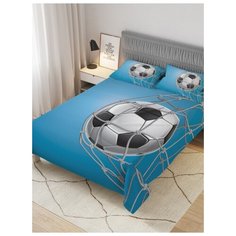Покрывало стеганое жаккардовое с 2-мя наволочками "Футбольный мяч", 1,5-спальное (160x220 см) Ambesonne