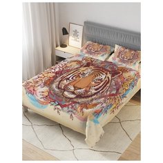 Покрывало стеганое жаккардовое с 2-мя наволочками "Тигровый знак", Евро (220x235 см) Ambesonne
