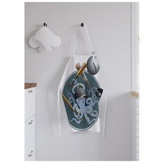 Фартук женский для готовки "Осьминог бейсболист", универсальный размер Joy Arty