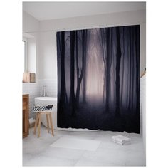 Штора для ванной JoyArty Природная лесная тропа 180x200 черный/серый