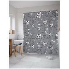 Штора для ванной JoyArty Кошачьи завитки 180х200 (sc-30343)