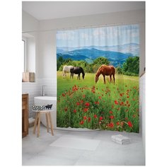 Штора для ванной JoyArty Кони на пастбище 180х200 (sc-16164)