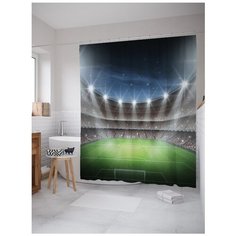 Штора для ванной JoyArty Стадион под открытым небом 180х200 синий/серый/зеленый