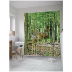 Штора для ванной JoyArty Удивленные олени в лесу 180х200 (sc-8667)