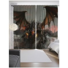 Портьеры JoyArty Ужасный дракон на ленте 265 см (p-19122)