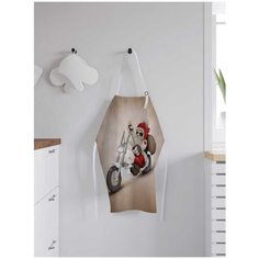 Фартук женский для готовки JoyArty "Санта мотоциклист", универсальный размер, ap-20030