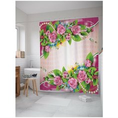 Штора для ванной JoyArty Цветочная открытка 180х200 (sc-4442isimsiz)