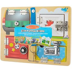 Бизиборд Melissa & Doug Первые навыки Доска с замочками бежевый/красный/голубой/белый