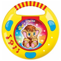 Интерактивная развивающая игрушка Азбукварик CD-плеер с огоньками "Песенки и сказки", желтый/красный