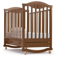 Кроватка Nuovita Lusso (колесо) (качалка), на полозьях темный орех
