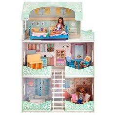 PAREMO кукольный домик "Вивьен Бэль" (с мебелью) PD318-09, белый/голубой/розовый