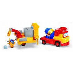 Трансформер Auldey SUPER WINGS Рэми с мини Донни (команда Строителей) желтый/красный