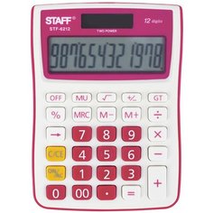Калькулятор настольный STAFF STF-6212 малиновый