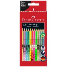 Faber-Castell Цветные карандаши Grip пастель/неон/металлик 12 цветов (201569)