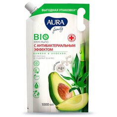 Мыло жидкое Aura Family с антибактериальным эффектом Бамбук и авокадо, 1 л