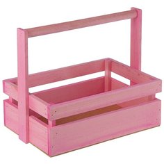 Ящик Дарите счастье массив сосны с ручкой 30×12×21 см розовый